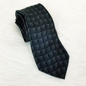 John Henry Neck Tie Dark Gray Geometric Squares